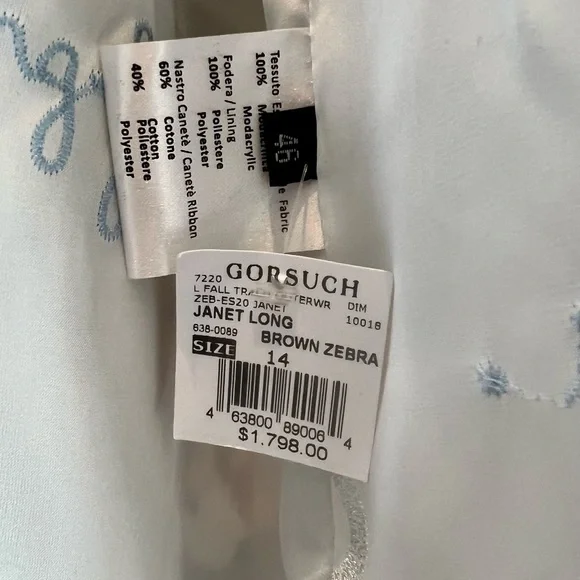 Gorsuch faux brown zebra fur long coat 14/XL - Picture 6 of 12